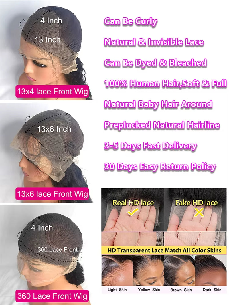 250 Density Body Wave 13X6 Hd Lace Frontal Wig Human Hair 360 Brazilian Pre Plucked Lace Wigs for Women 13X4 Hd Lace Front Wigs